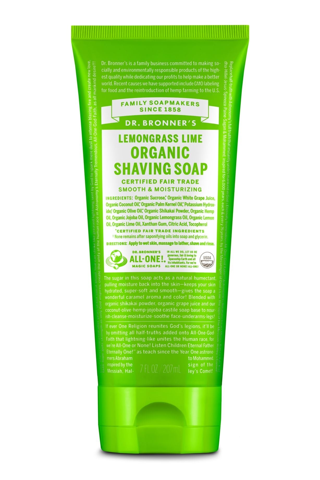Dr Bronner's Shaving Soap Lemon grass lime 207ml