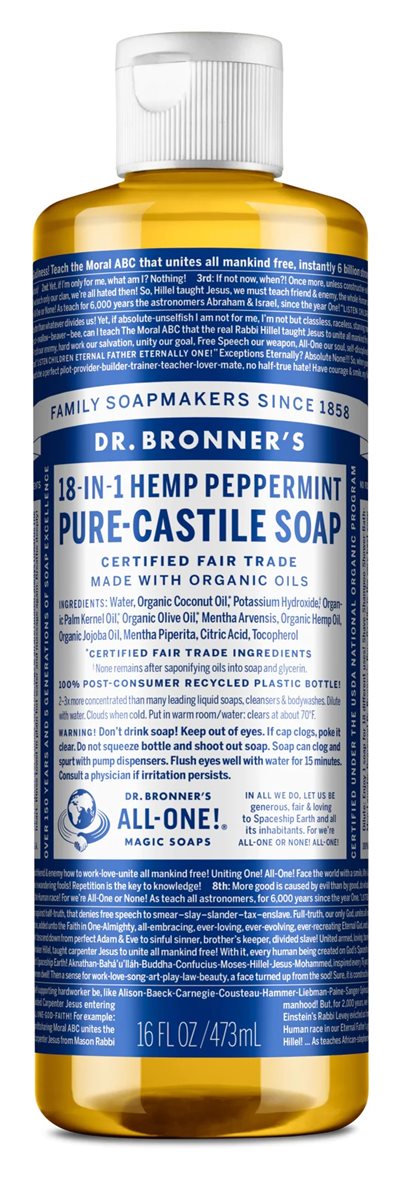 Dr. Bronner's Castile Liquid Soap - Peppermint  473ml