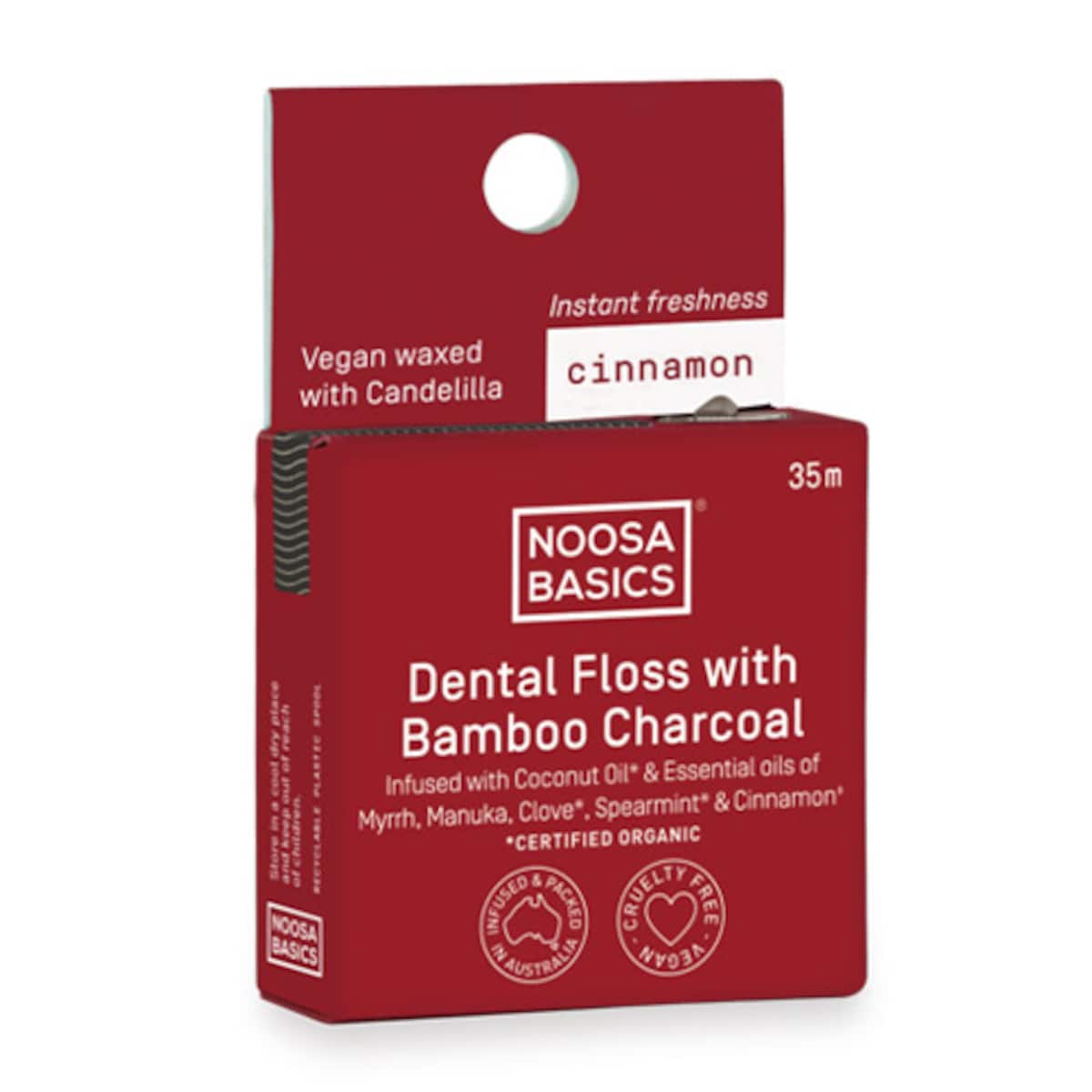 Noosa Basics Dental Floss with Bamboo Charcoal - Cinnamon 35m