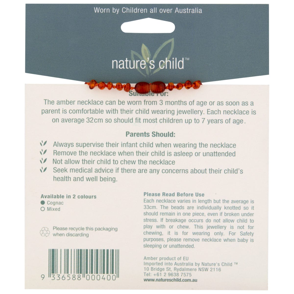Nature's Child Amber Necklace Mixed 1pk