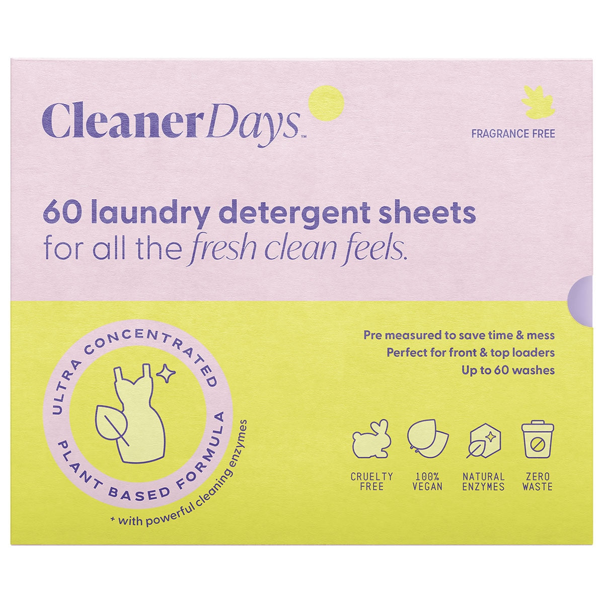 Cleaner Days Laundry Sheet Fragrance Free 60s