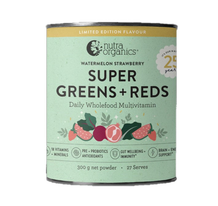Nutra Organics Greens + Reds Watermelon & Strawberry 300g