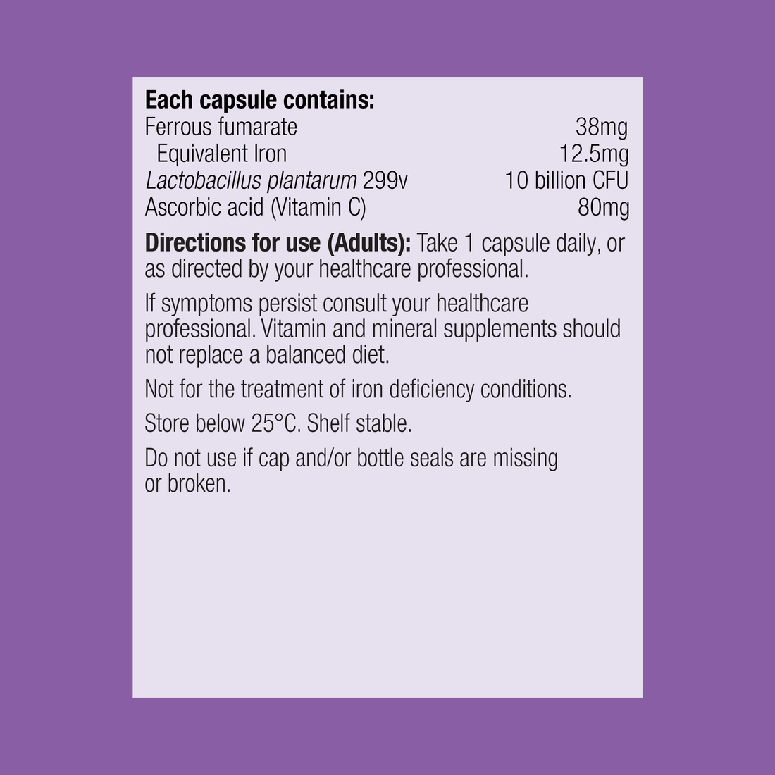 Metagenics Hemagenics Iron Maintain 60 Capsules