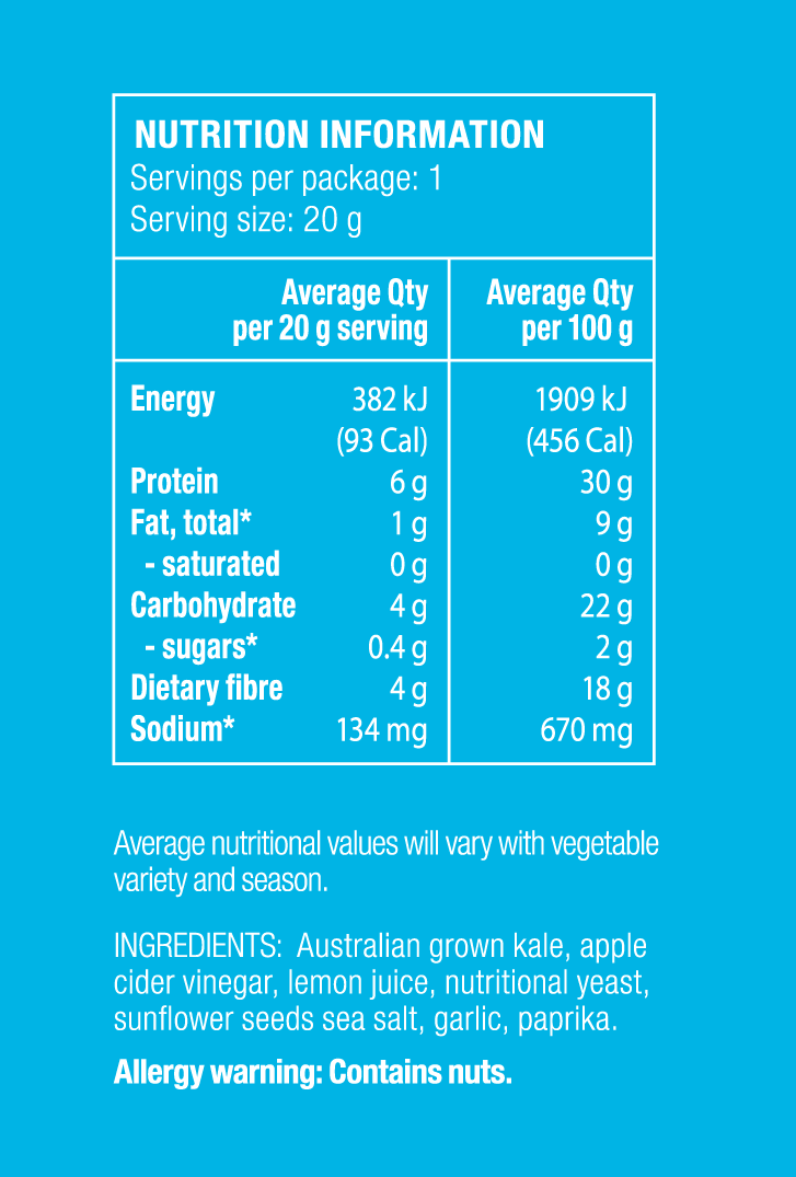 Nudus Air Dried Kale Chips Sea Salt 20g