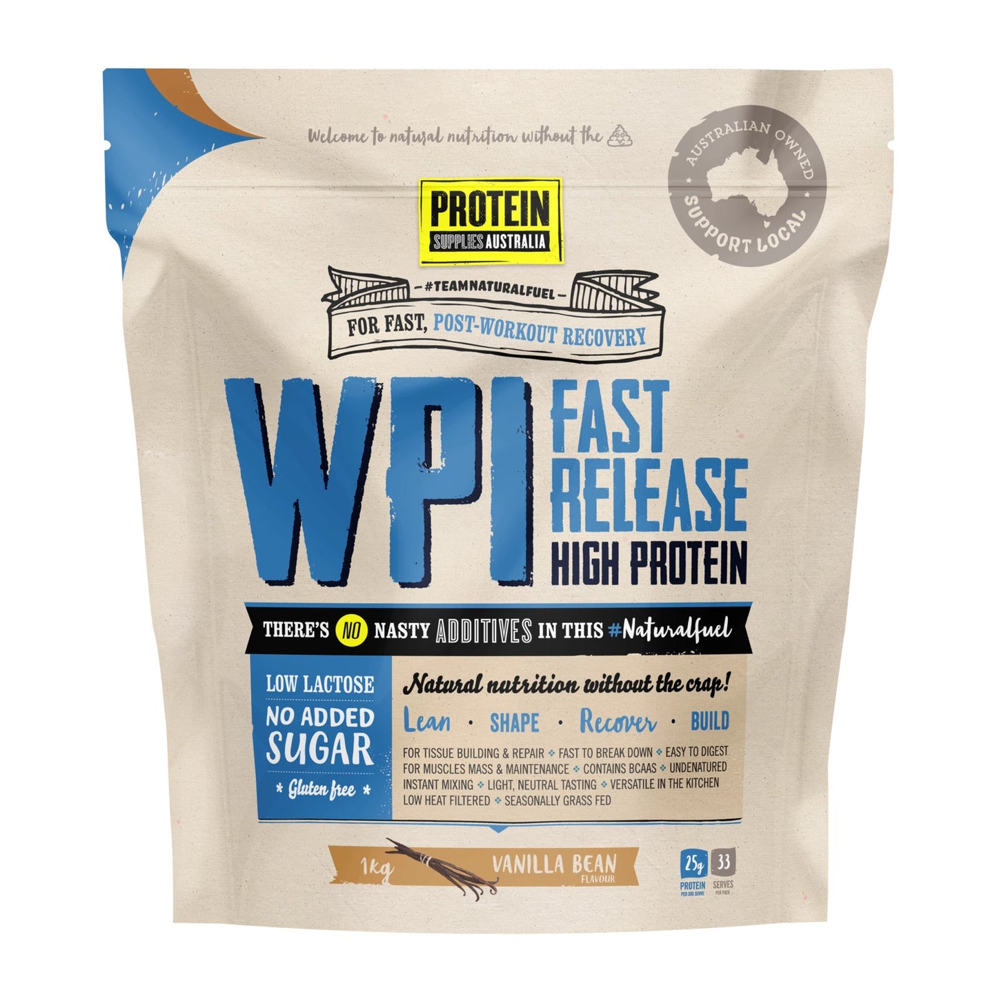 Protein Supplies Australia Whey Protein Isolate Vanilla 1kg