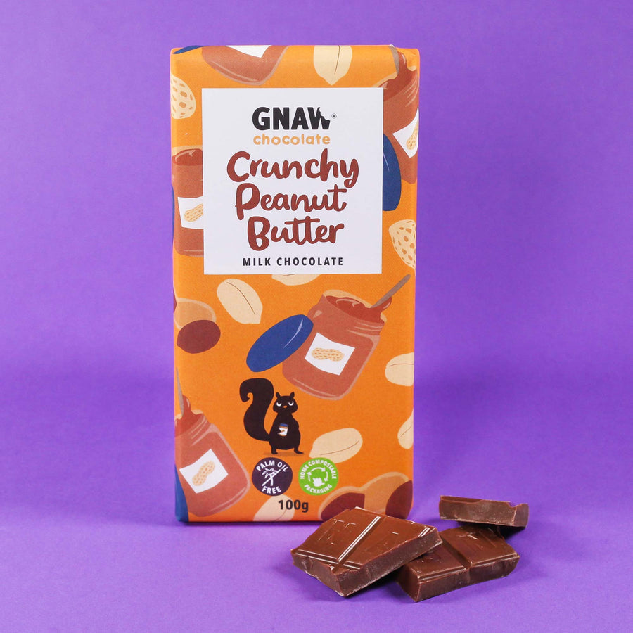 Gnaw Chocolate Crunchy Peanut Butter Milk Chocolate Bar 100g