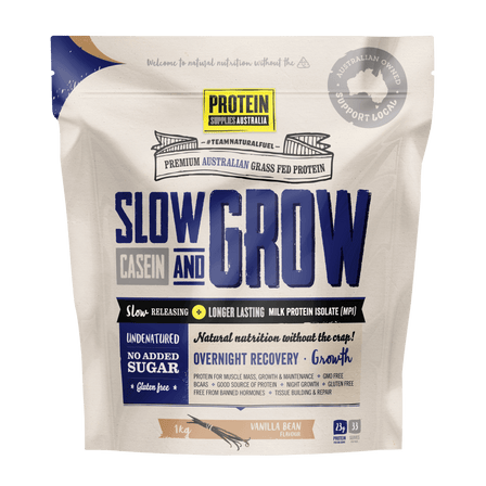 Protein Supplies Australia Slow & Grow Casein Vanilla 1kg