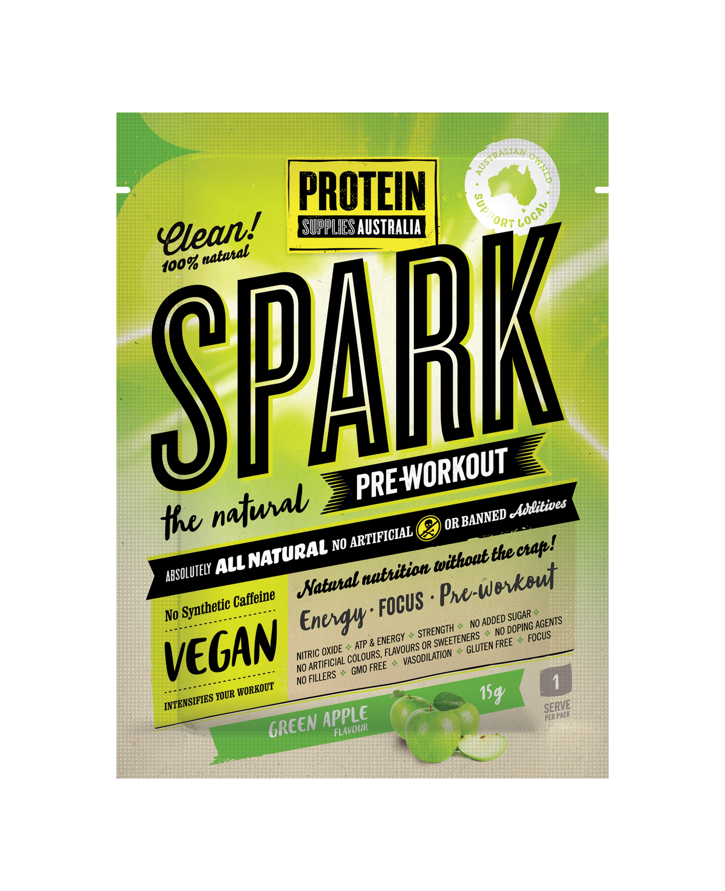 Protein Supplies Australia Spark Green Apple 250g (Pre-workout)
