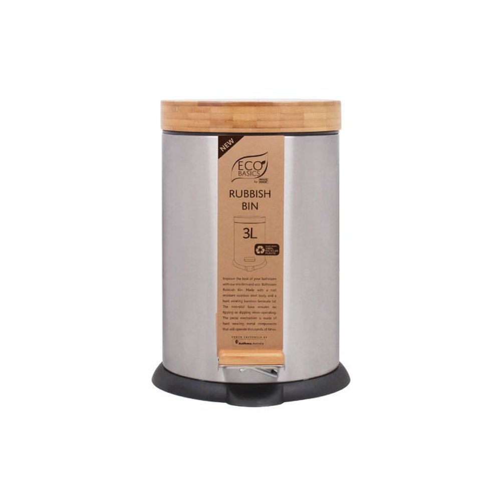 White Magic Eco Basics Rubbish Bin Stainless Steel 3L