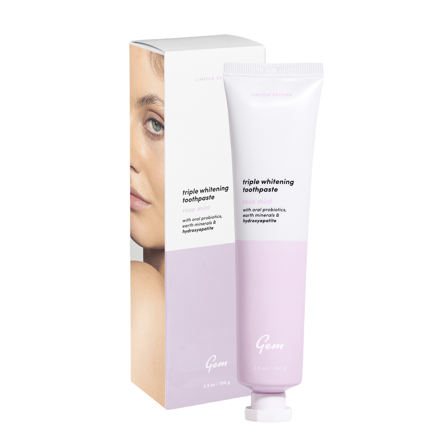 Gem Triple Whitening Toothpaste: Rose Mint