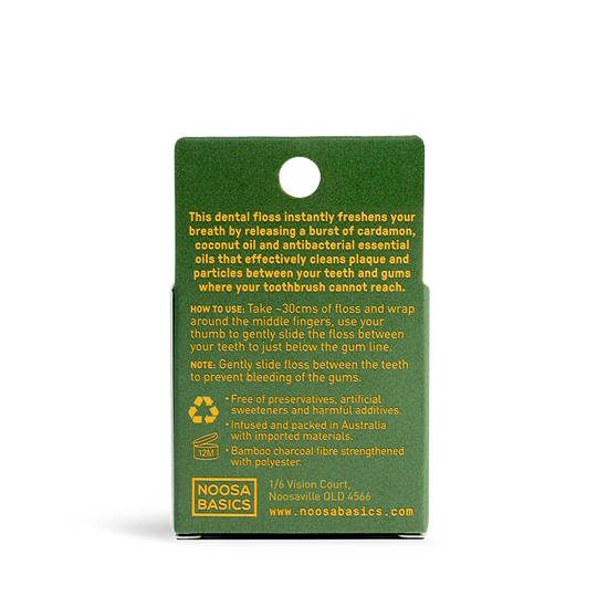 Noosa Basics Dental Floss with Bamboo Charcoal - Cardamon 35m