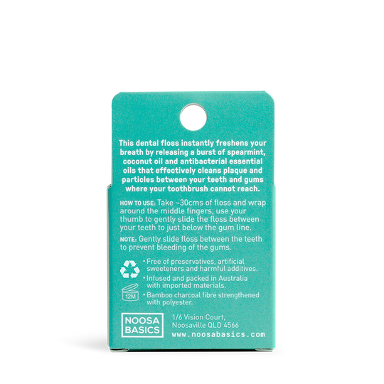 Noosa Basics Dental Floss with Bamboo Charcoal - Spearmint 35m