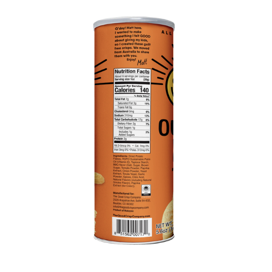 The Good Crisp Company Potato Crisps Outback Barbecue