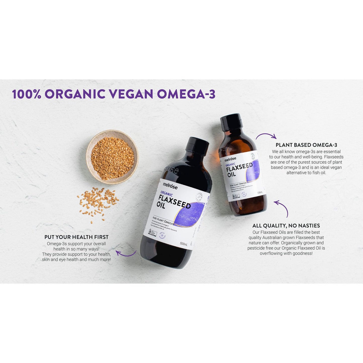 Melrose Flaxseed Oil Organic 500mL