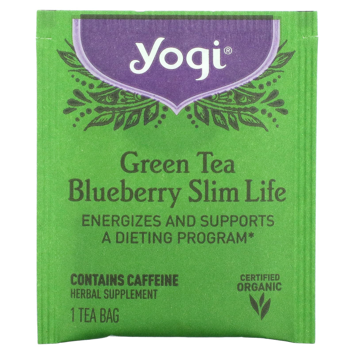 YOGI TEA Herbal Tea Bags Green Tea Blueberry Slim - 16 Tea Bags