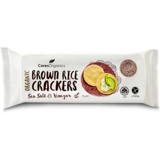 Ceres Organic Brown Rice Crackers Sea Salt & Vinegar - 115g