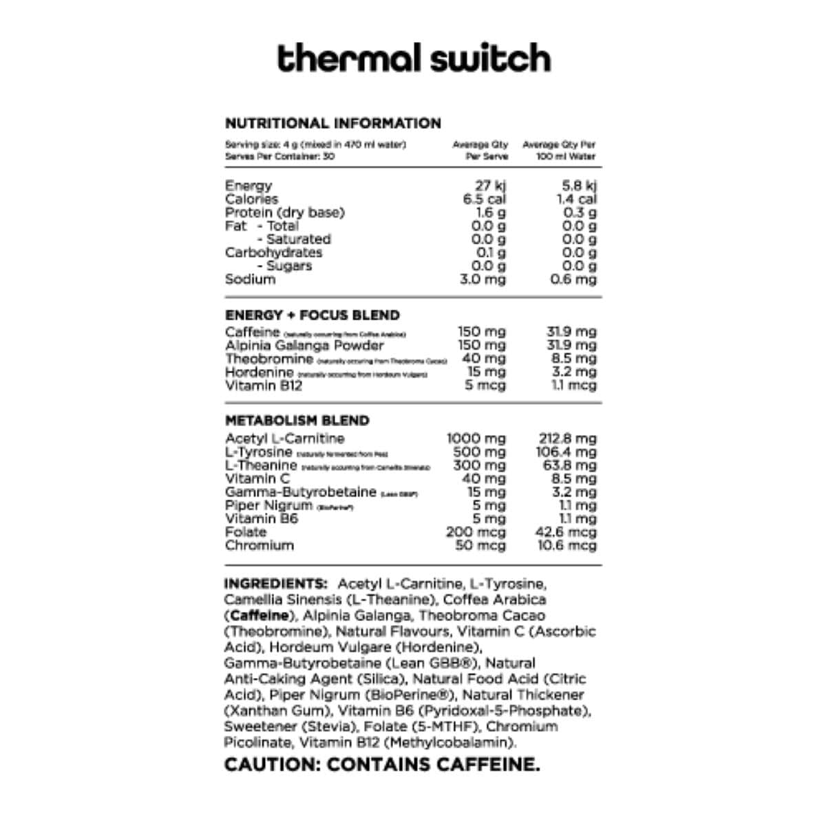 Switch Thermal Thermogenic Energy Formula Strawberry Burst 120g