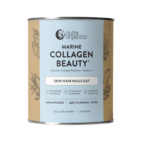 NUTRAORGANICS Marine Collagen Beauty with Bioactive Collagen Peptides + Vitamin C Unflavoured 225g