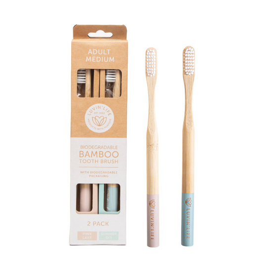 Luvin Life Bamboo Toothbrush Medium 2pk