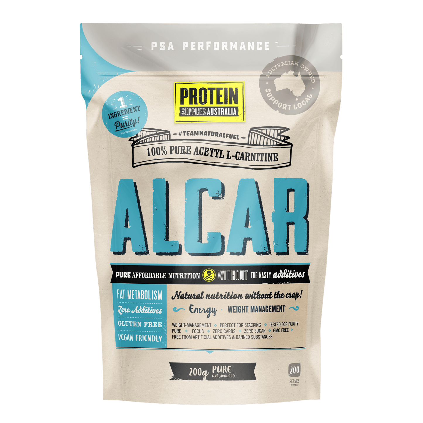 Protein Supplies Australia ALCAR (Acetyl-L-carnitine) 200g