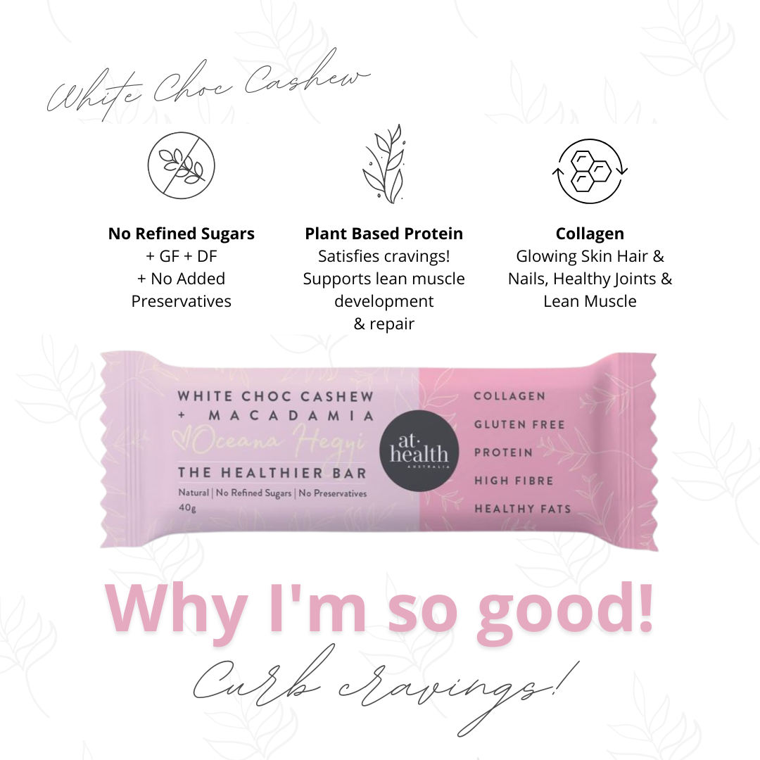 At Health White Chocolate Cashew and Macadamia - Collagen Protein Bar 40g