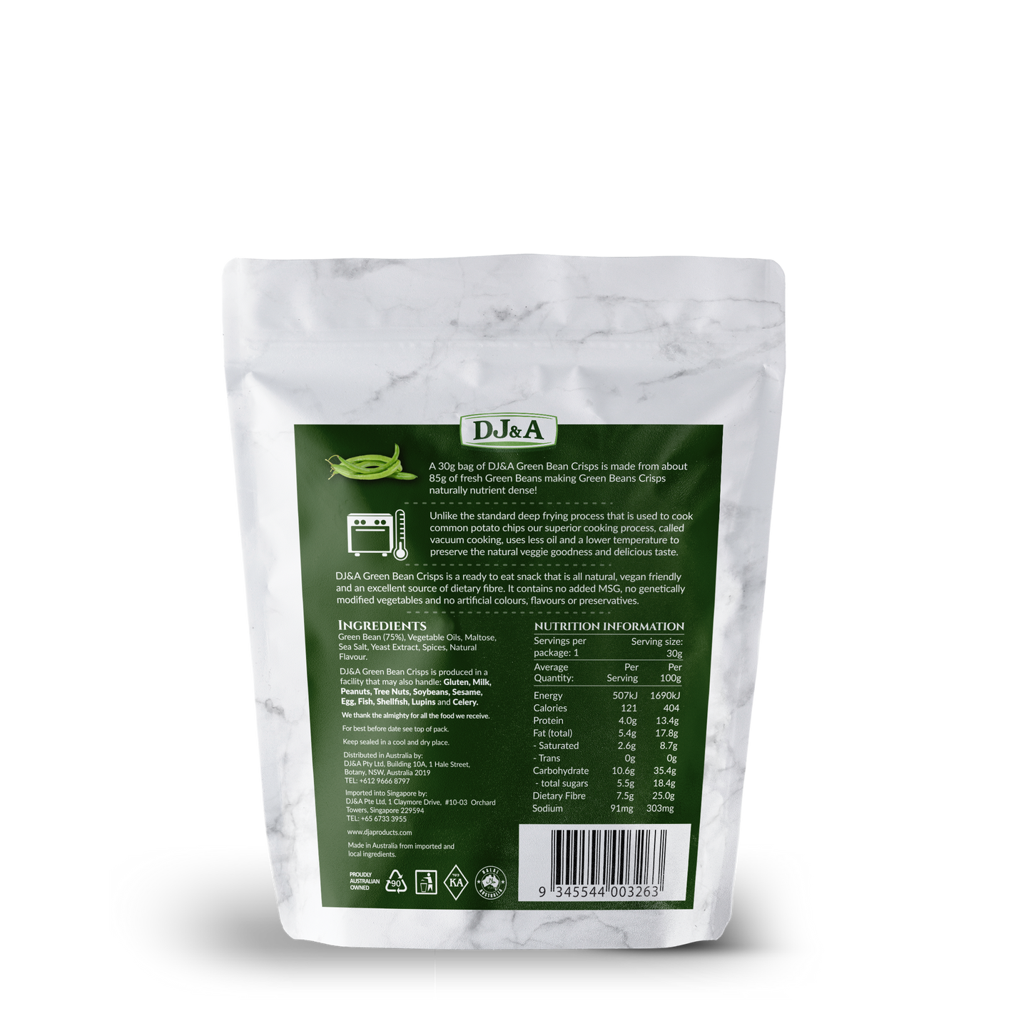 DJ&A Green Bean Crisps 30g