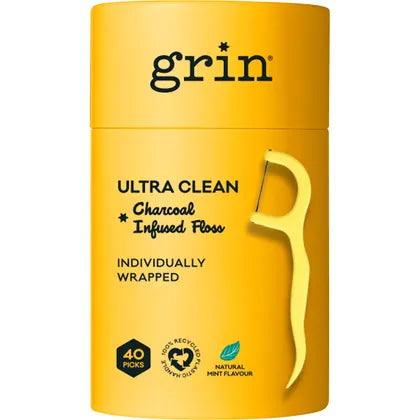 GRIN Dental Flossers Charcoal 40pcs