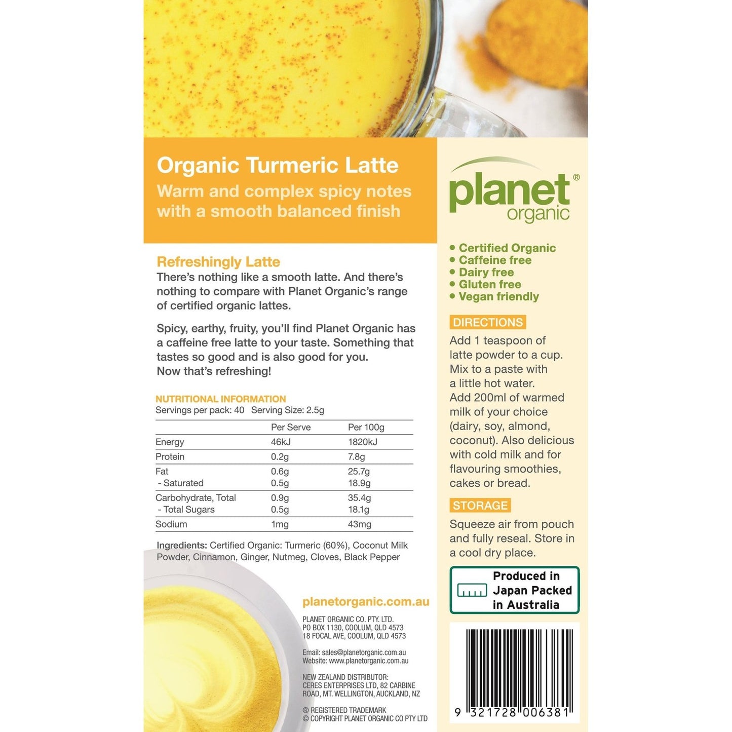 PLANET ORGANIC Turmeric Latte 100g