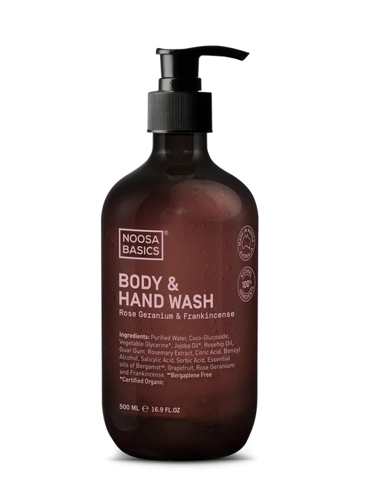 Noosa Basics Hand & Body Wash -  Rose Geranium & Frankincense 500ml