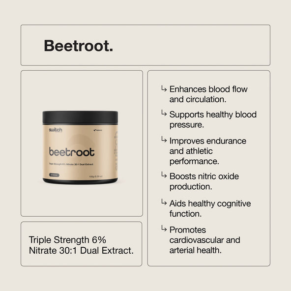 SWITCH NUTRITION Beetroot Triple Strength 6% Nitrate 30:1 Dual Extract 150g