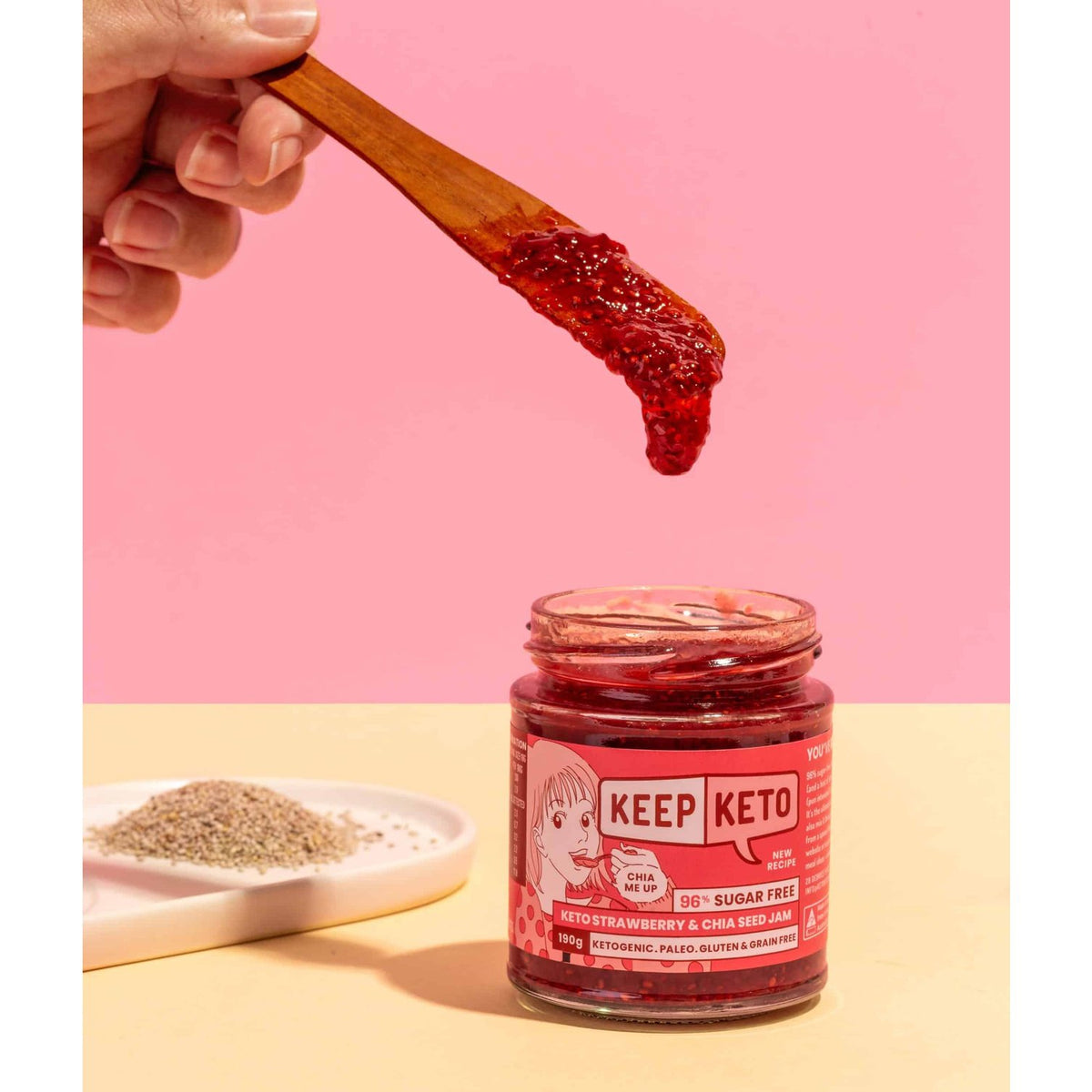 Keep Keto Strawberry & Chia Jam 190g
