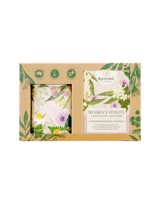 Roogenic Gift Box Womens Vitality X18 Tea Bags with Tin