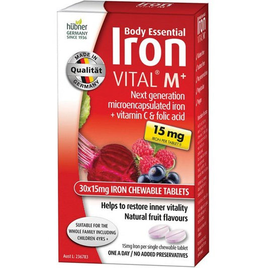 Silicea Body Essential Iron VITAL M+ (15mg Iron) 30 Chewables
