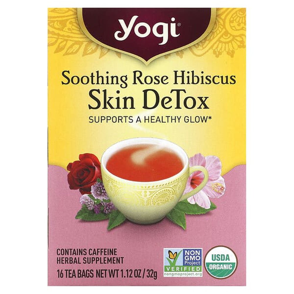 YOGI TEA Herbal Tea Bags Rose Hibiscus Skin Detox - 16 Tea Bags