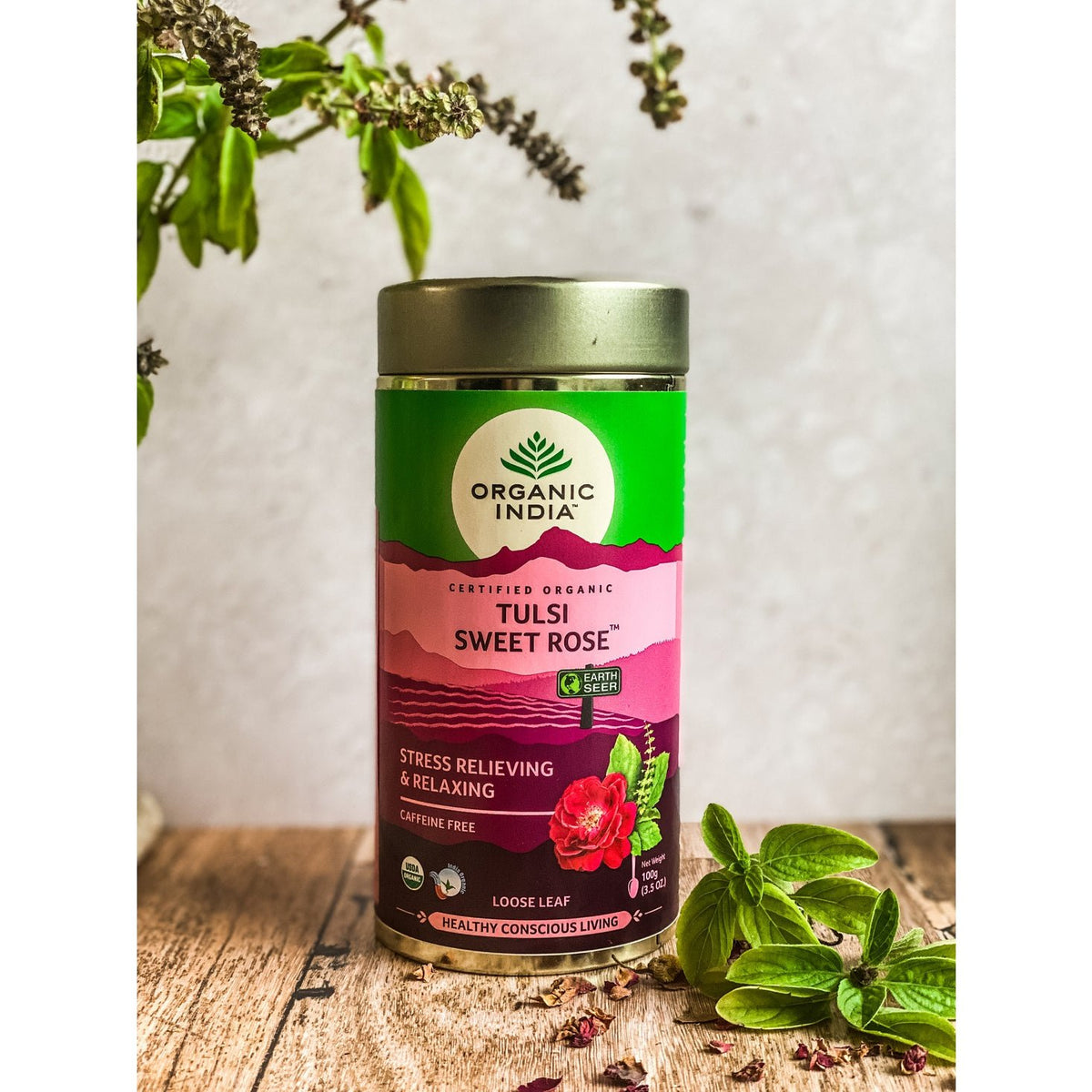 Organic India Tulsi Sweet Rose Loose Leaf 100g