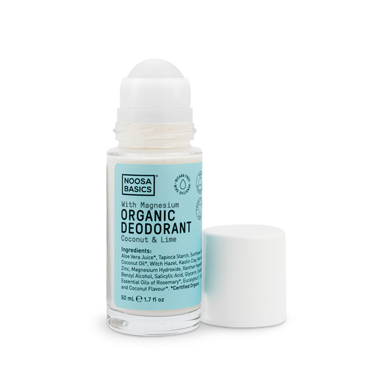 Noosa Basics Deodorant Roll On - Bi-carb Free with Magnesium + Coconut & Lime 50ml