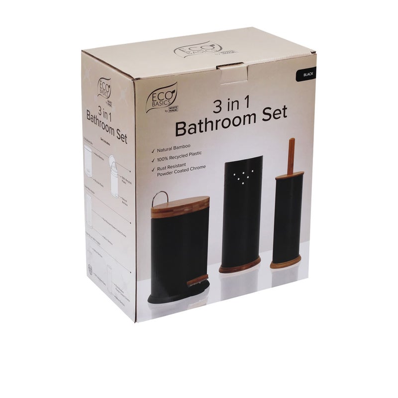 White Magic Eco Basics 3 in 1 Bathroom Set Black